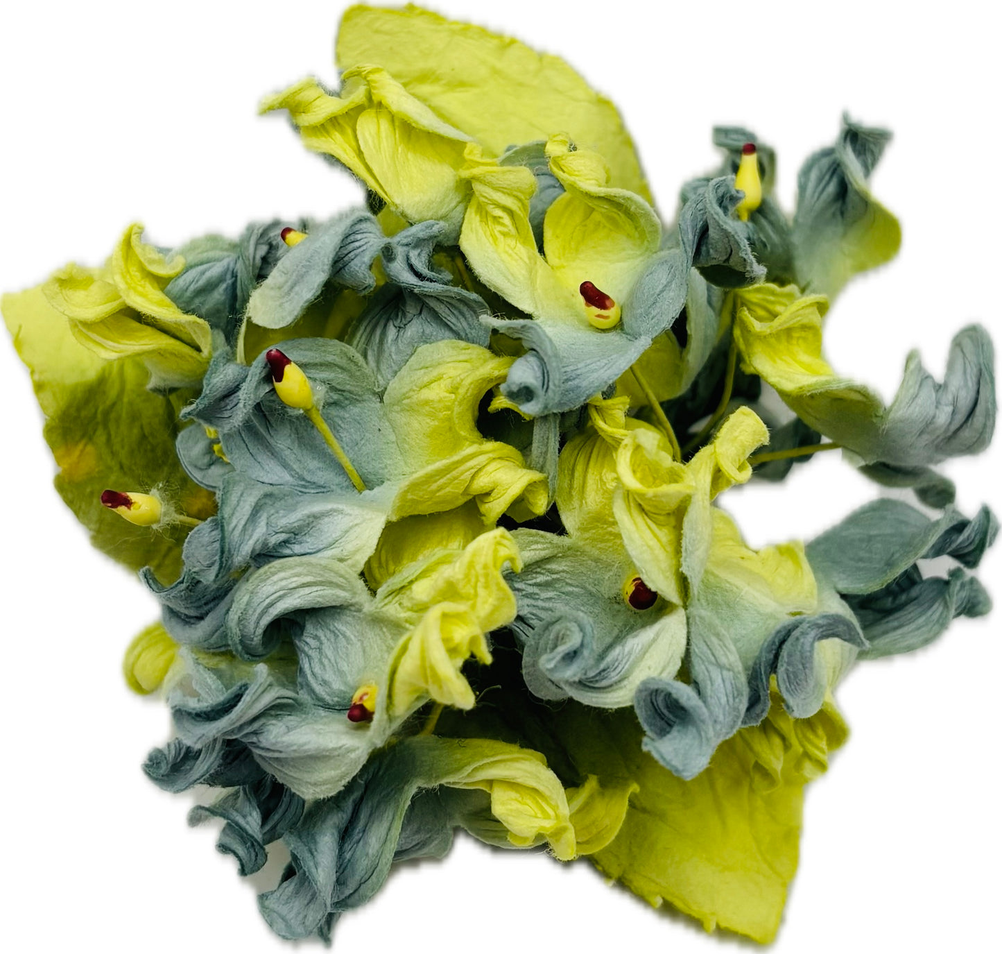 Ivy Hydrangea Flower Pin Brooch in Turquoise Yellow