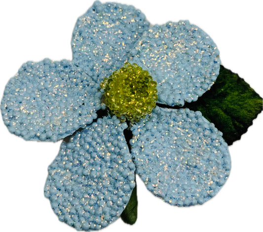 "Rock Sugar" Aqua Pastel Beaded Daisy Flower Pin.  Karin's Garden 3"