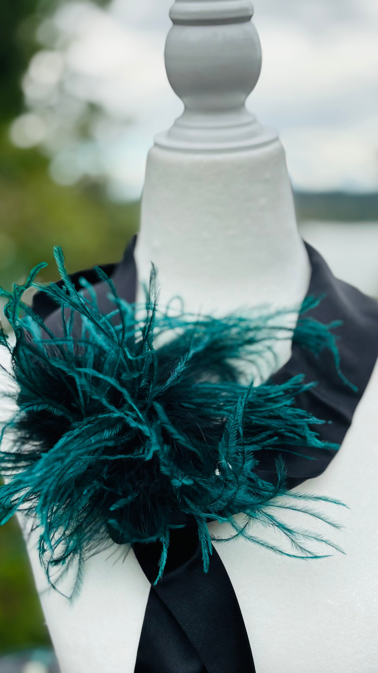 Dietrich Petite Ostrich Pin & Clip in Emerald.  Handmade in the USA. Genuine Ostrich. Available in many colors.  Available in Petite or Grand
