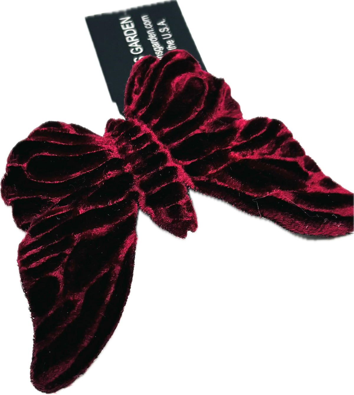 Mariposa Wine Velvet Butterfly Clip Handmade in the USA.  Clip into hair, onto lapel, dress, handbag and more.