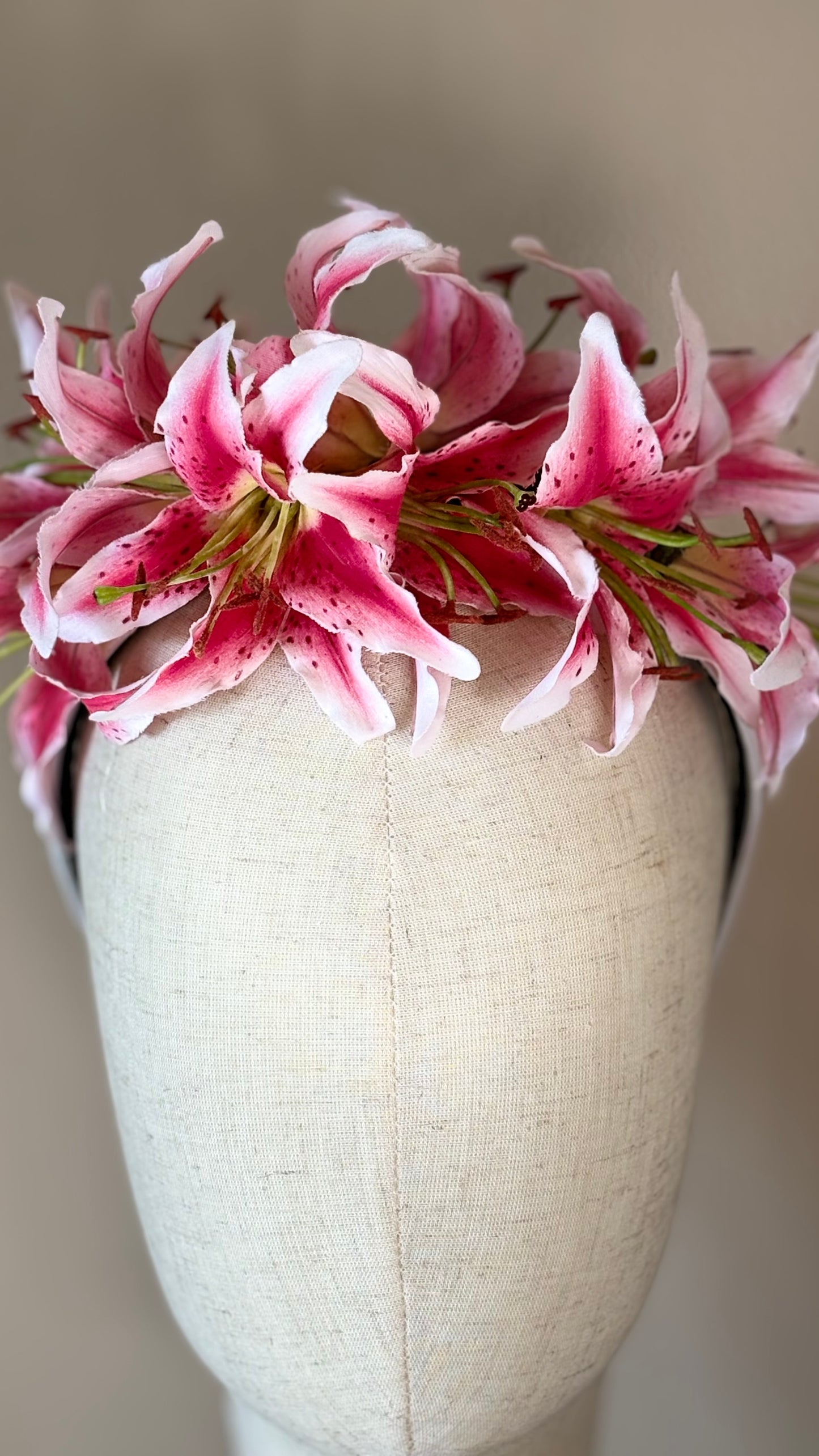 Karin’s Garden “Martha” Couture Tiger Lily Headband | Garden Party Floral Statement Headpiece | Handmade in USA