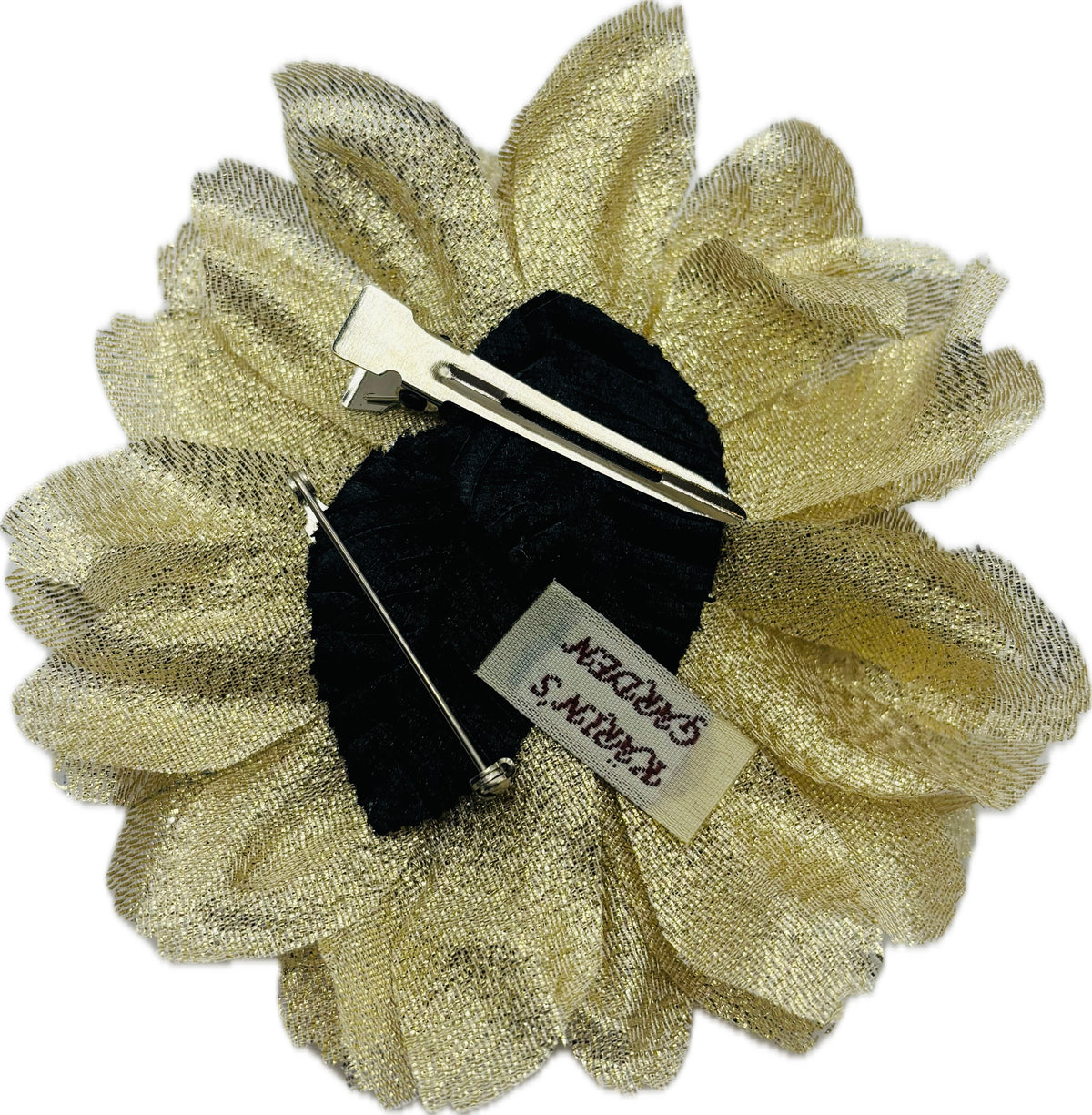 Gold Metallic Flower Pin & Clip, 3"