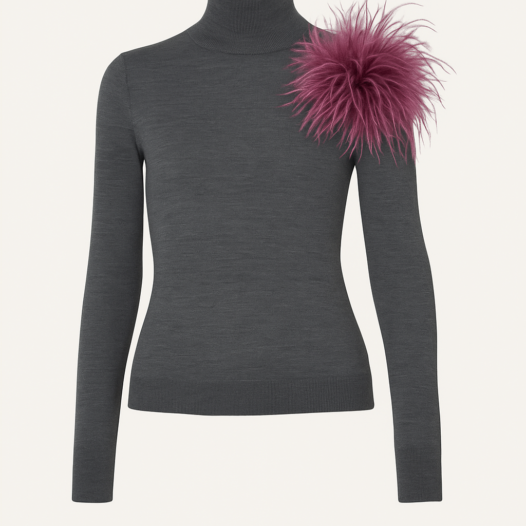 "Dietrich" Grand Ostrich Pin & Clip in Blue/Gray.  Made in the USA. Genuine Ostrich. Available in many colors.  Available in Grand or Petite