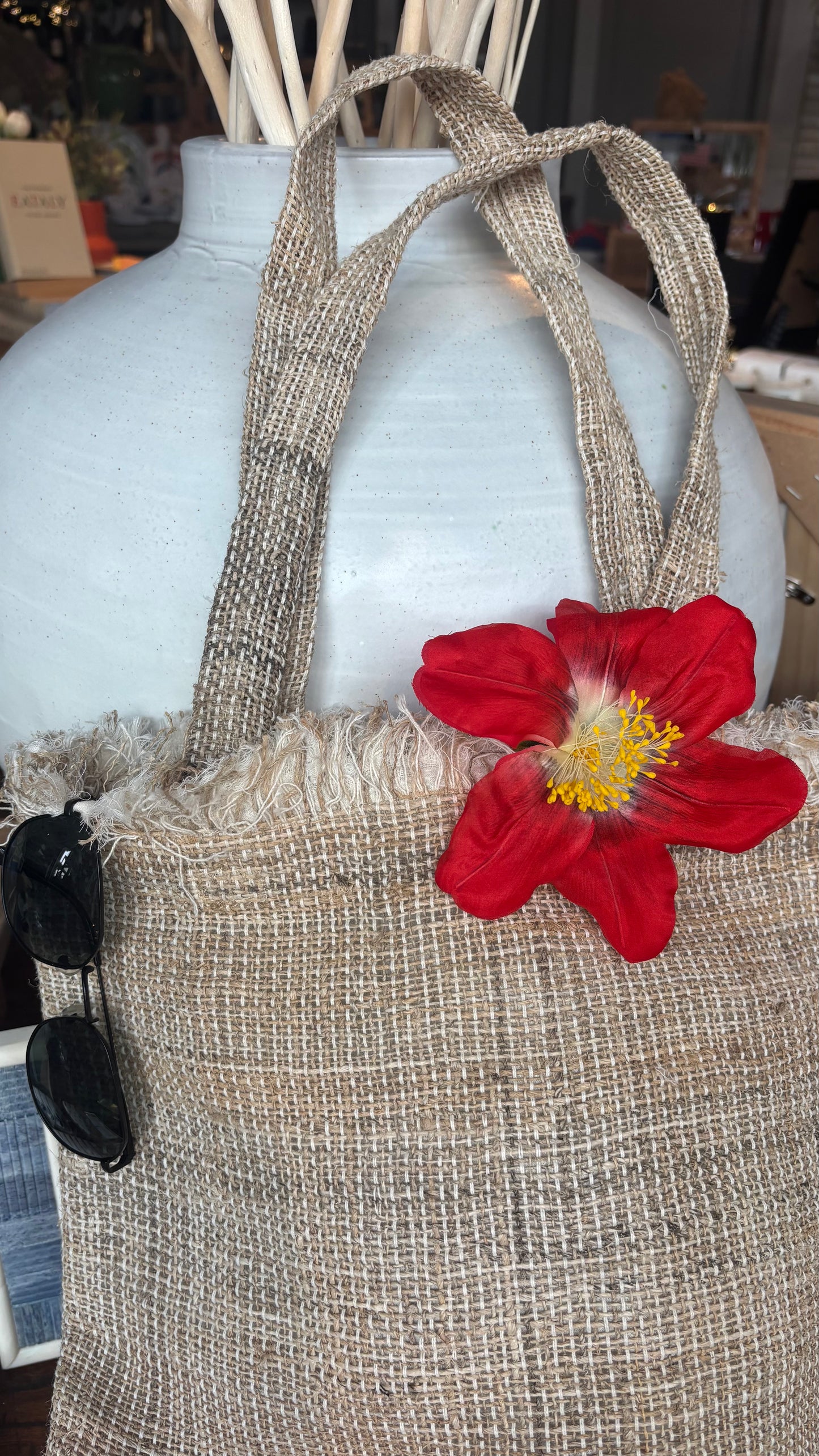 "Clementine" 4" Silk Clematis Red Brooch and Clip. Karin's Garden. Bendable Petals. Pin or Clip into hair, onto dress, lapel, handbag and more.