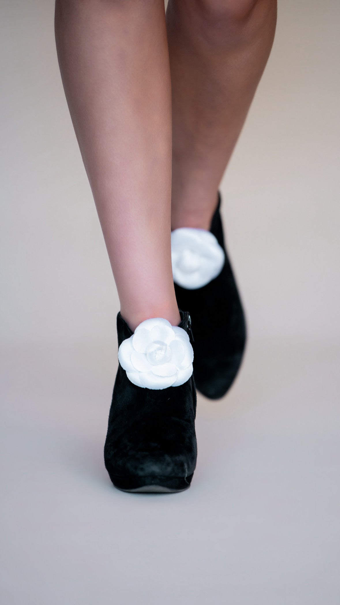 "Camille" Classic Silk White 3" Camellia Flower Brooch and Clip.   Made in the USA