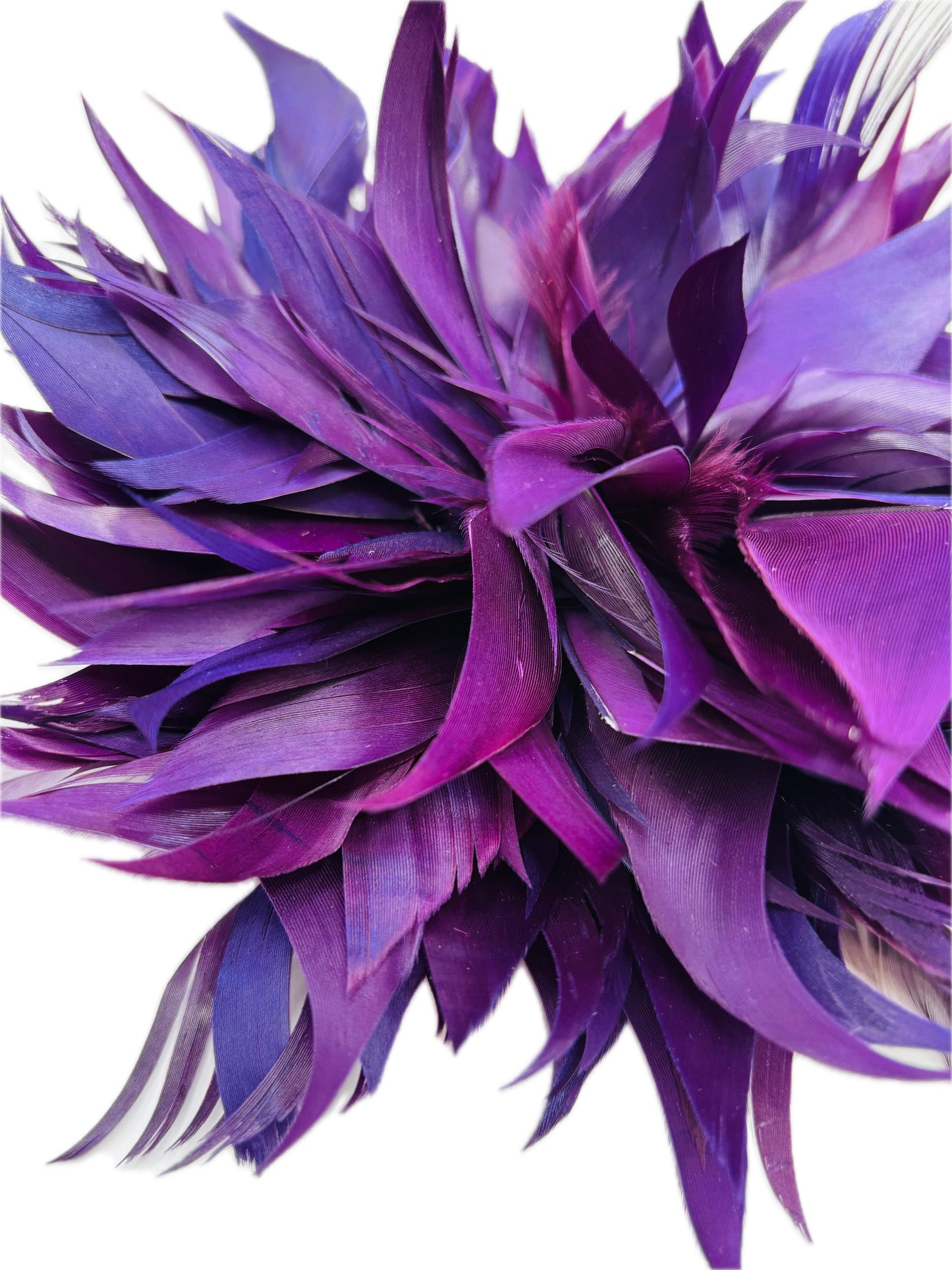 "Josephine" Feather Brooch & Clip in Purple.  Wear on your lapel, dress, in your hair, on purse, hat and more.