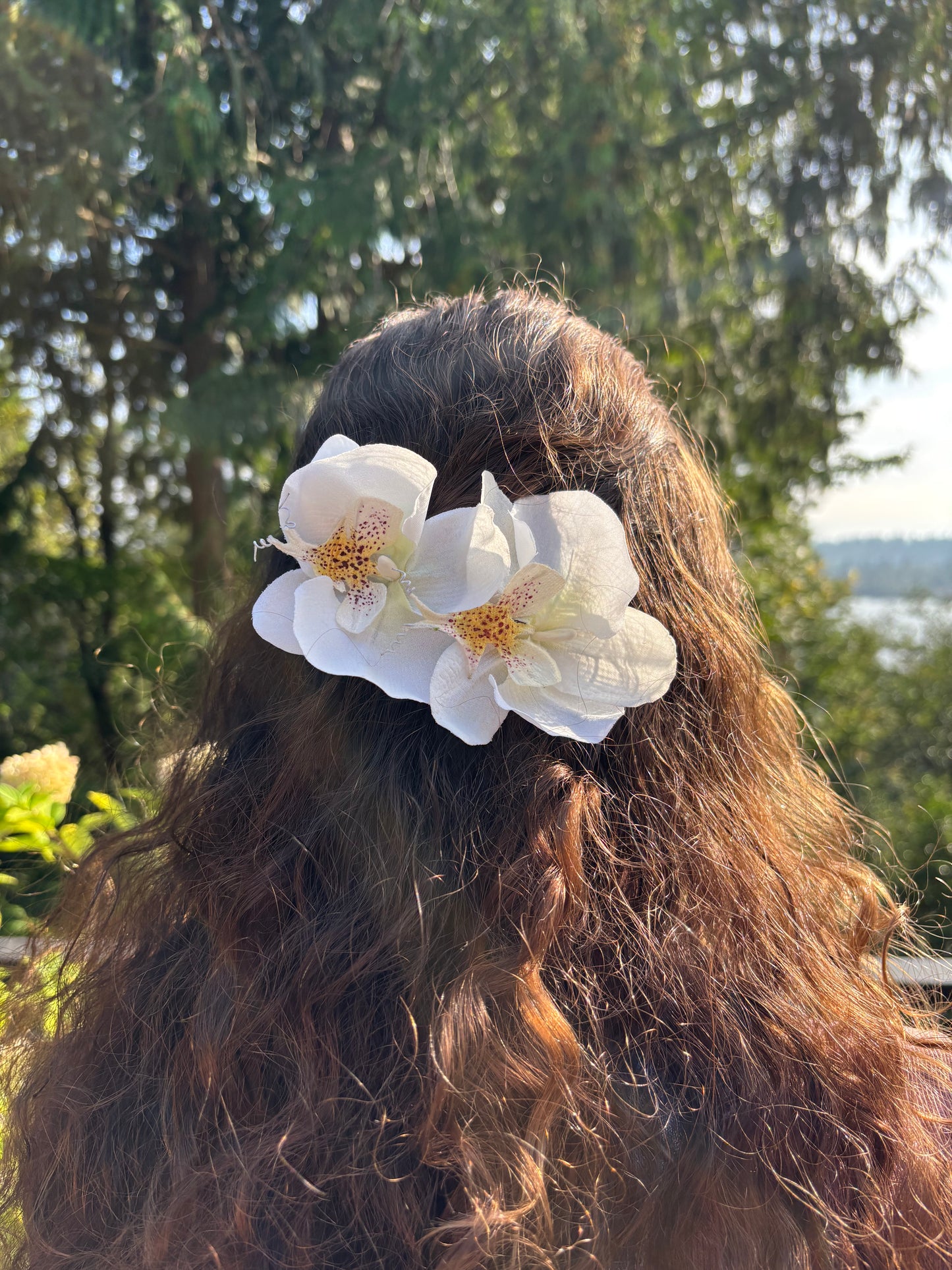 Karin's Garden Stella Phalaenopsis Orchid French Auto Barrette.  Made in the USA - Tropical Vacation Ready - Life like Orchids