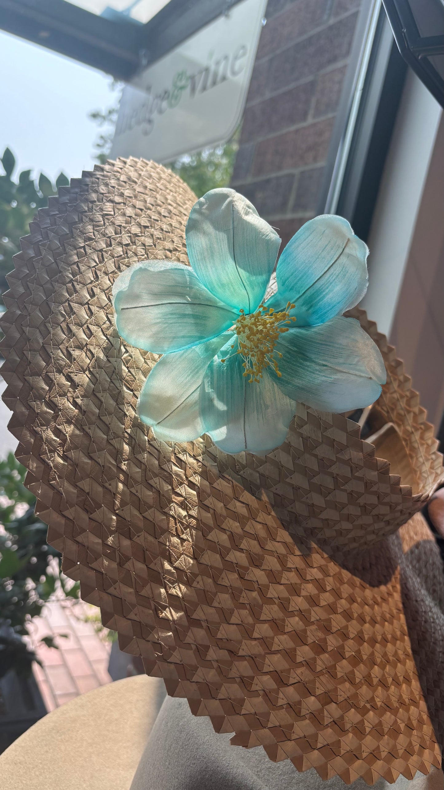 "Clementine" 4" Silk Clematis Sky Blue Brooch and Clip. Karin's Garden. Bendable Petals. Pin or Clip into hair, onto dress, lapel, handbag and more.