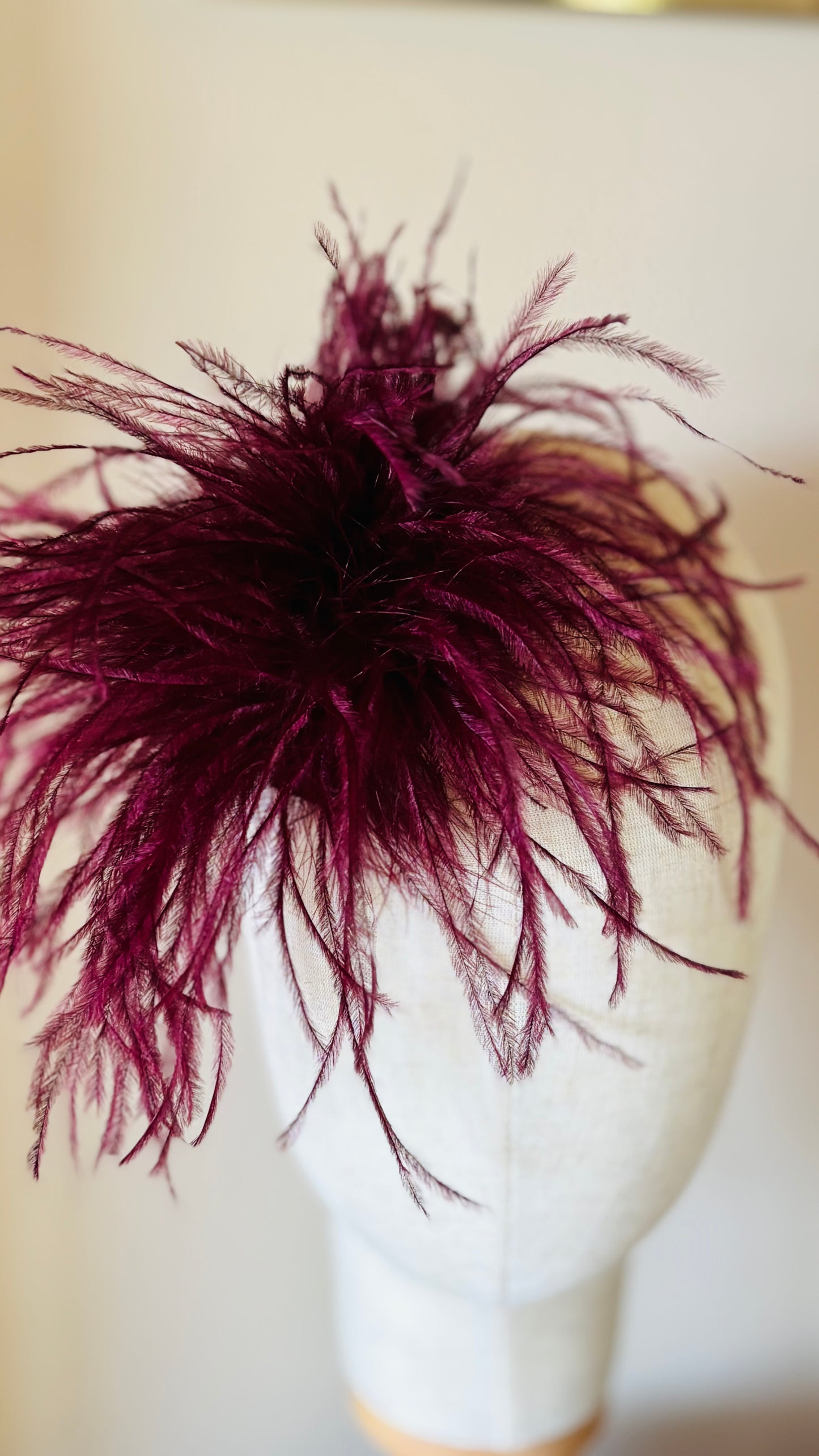 Dietrich Petite Ostrich Pin & Clip in Bordeaux.  Handmade in the USA. Genuine Ostrich. Available in many colors.  Available in Petite or Grand