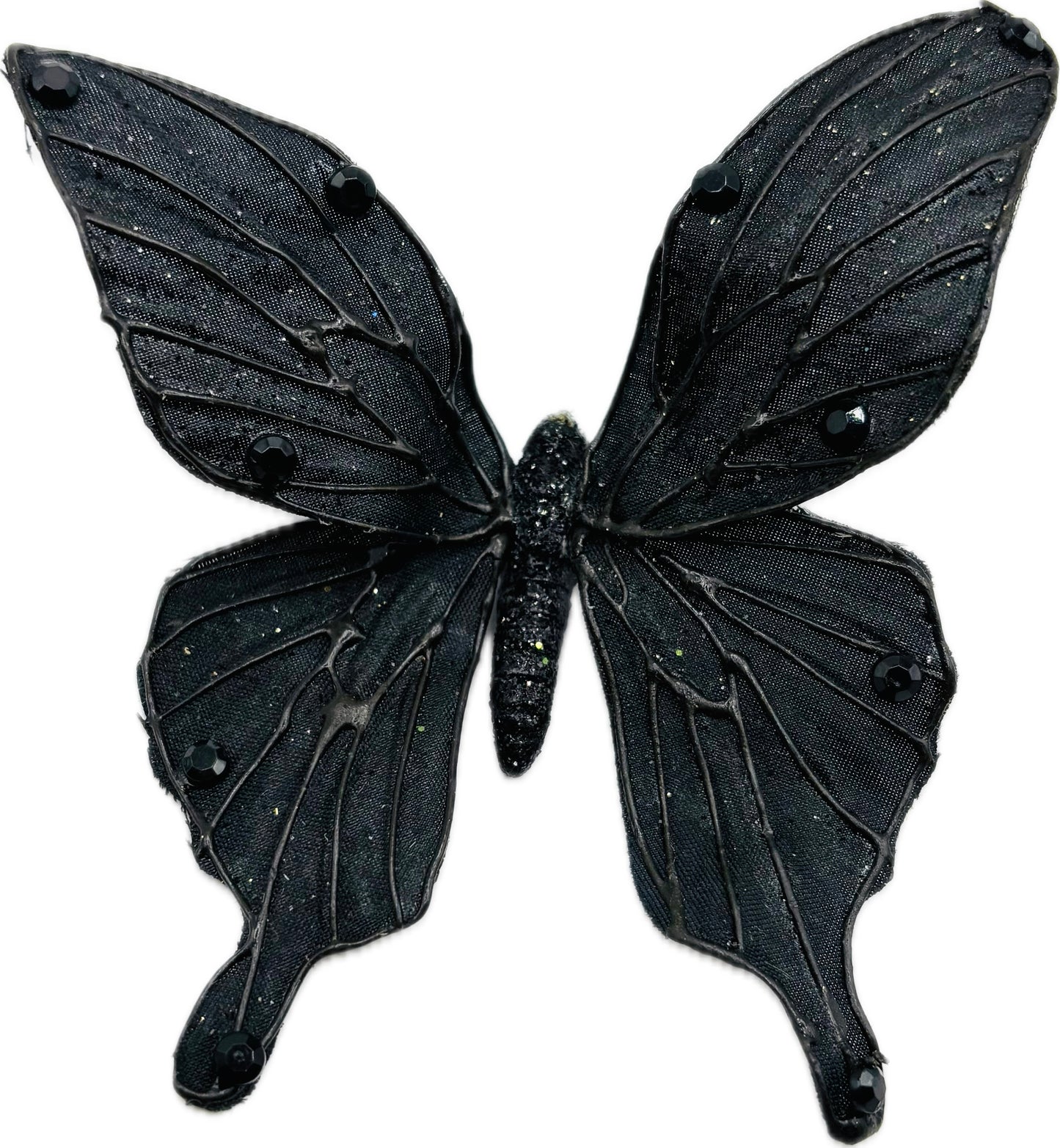 "Vanessa" Karin's Garden 3" Black Butterfly clip. Bendable petals. Wear in your hair or clip on lapel, tank top or dress.  Hair Accessory