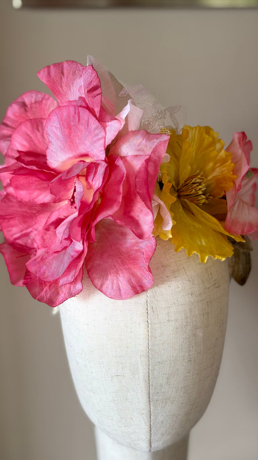The Atelier Flora Crown Collection - A one-of-a-kind composition of rare vintage European florals and modern elements, arranged entirely by hand.