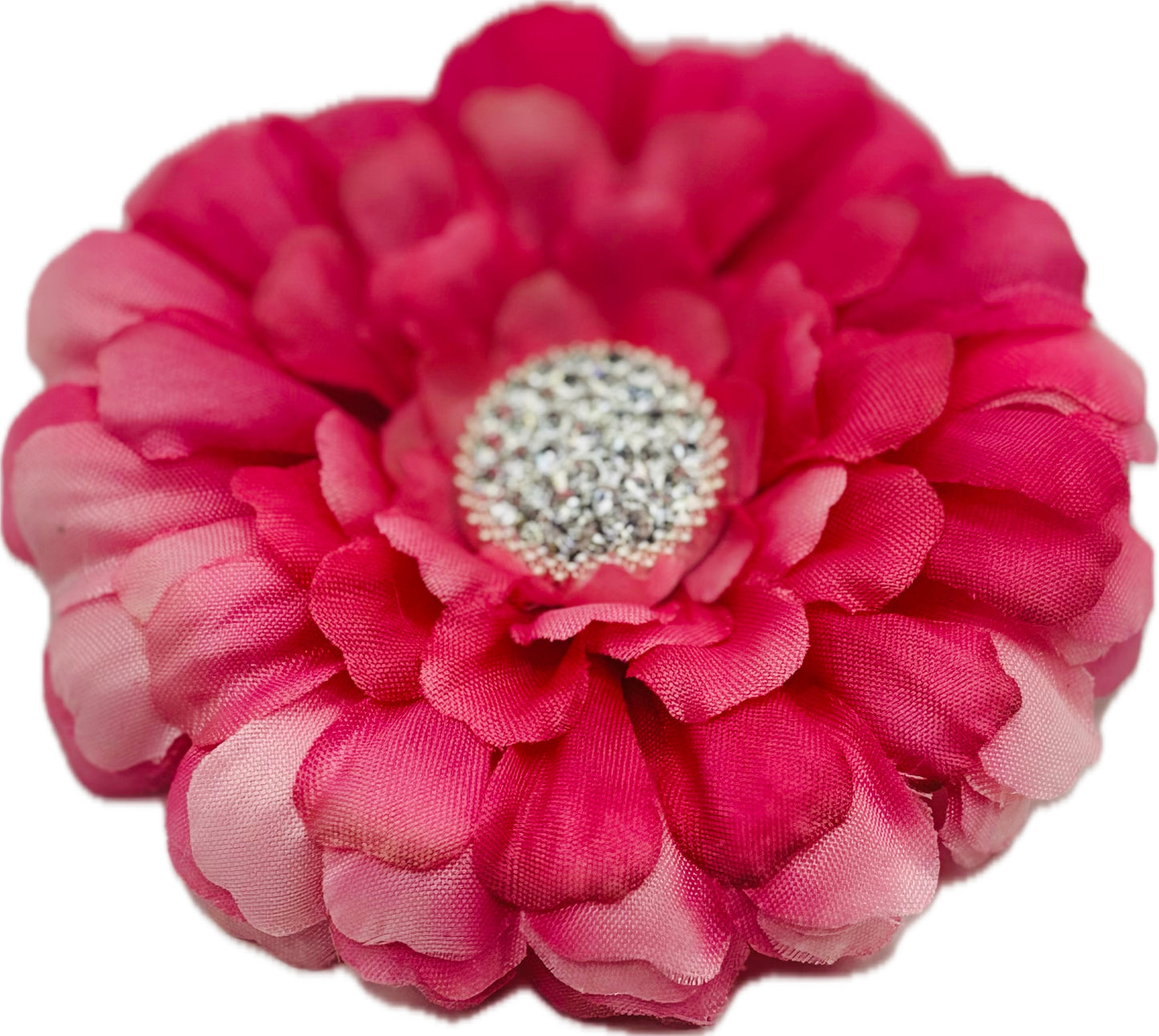 "Dahlia Doll" Pink & Crystal Brooch and Clip.  Pin or Clip into Hair, onto necklace, onto wristlet, on handbag, hat, lapel and more.