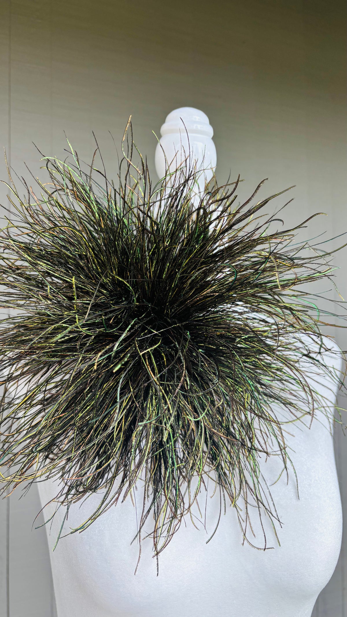 La Contessa Peacock Feather Fringe Brooch Clip.  Made in the USA.  A versatile statement Accessory