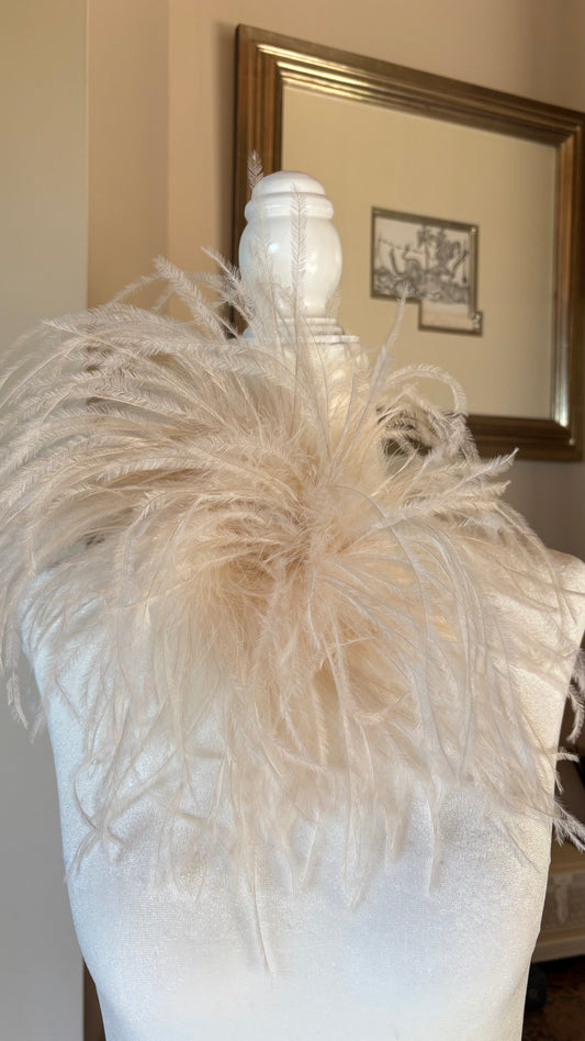 "Dietrich" Grand Ostrich Pin & Clip in Ivory. Made in the USA. Genuine Ostrich. Available in many colors.  Available in Grand or Petite
