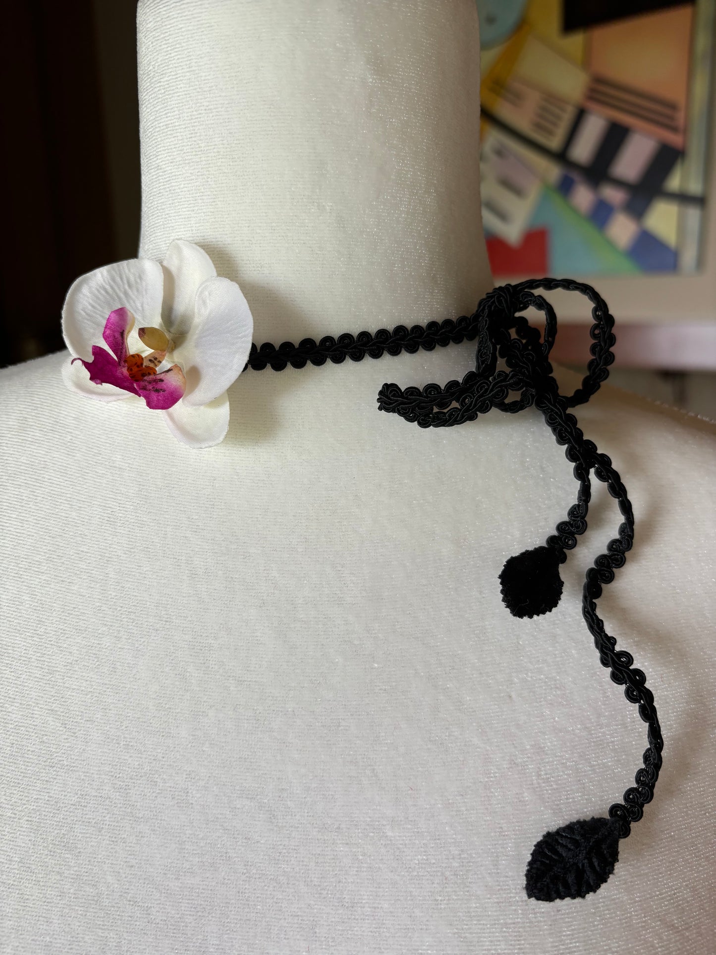 Karin' Garden Phalaenopsis Orchid Choker.  Handmade in the USA.  Life like orchid.