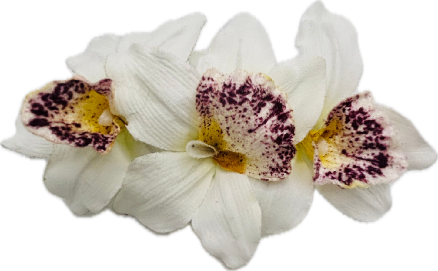"Margaret" White Mini Vanda Orchids Hair Barrette Clip - Made in the USA - French Barrette