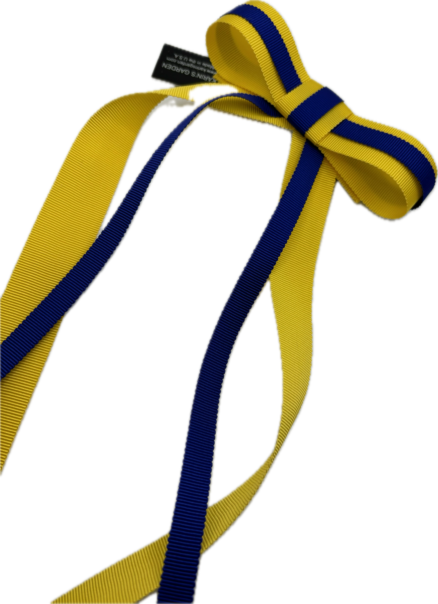 Karin's Garden Blue & Gold Grosgrain Bow Clip