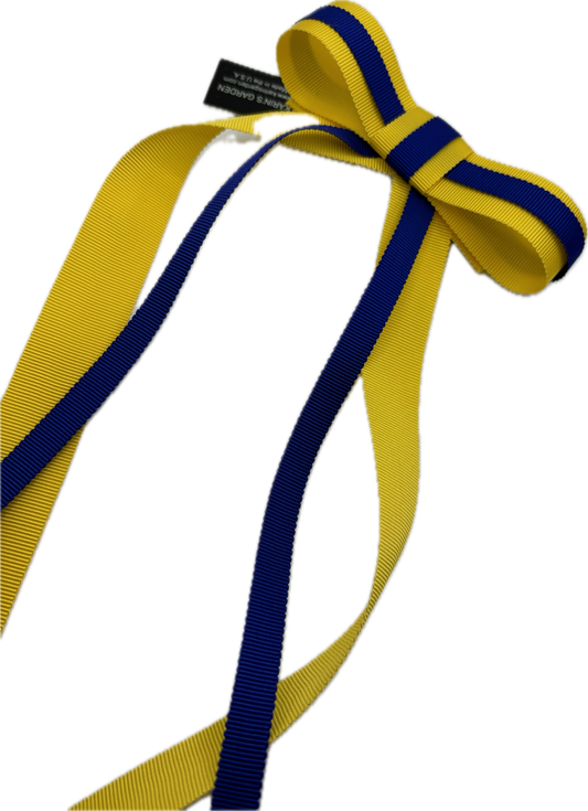 Karin's Garden Blue & Gold Grosgrain Bow Clip