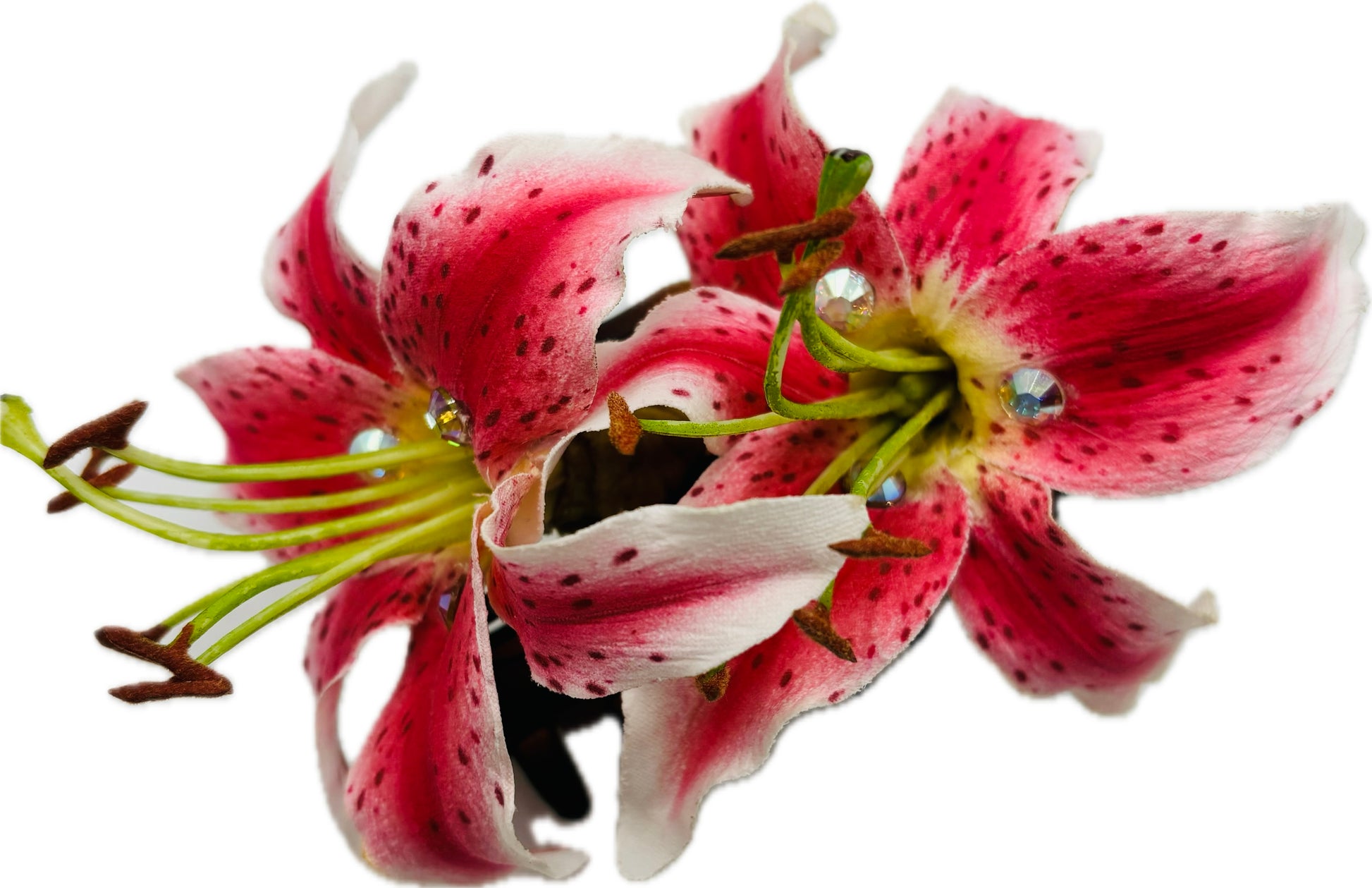 tiger lily in french Karin's Garden “Ophelia”Fuchsia 4" Tiger Lily French Jaw Clip. Hair Clip. Flower Hair Accessory. Made in the USA. Life Like Lilies