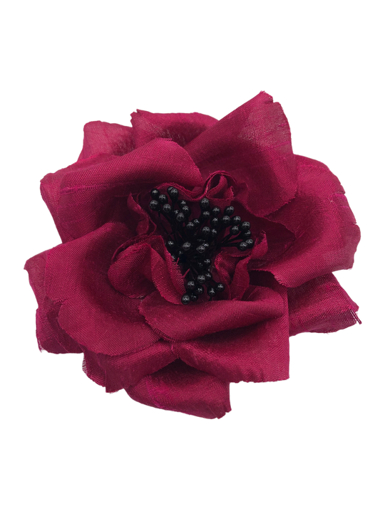 Karin's Garden 3" Dupioni Cabbage Rose Pin.  Pin or Clip into Hair or Lapel.  Made in the USA.  Flower Pin Flower Hair Clip