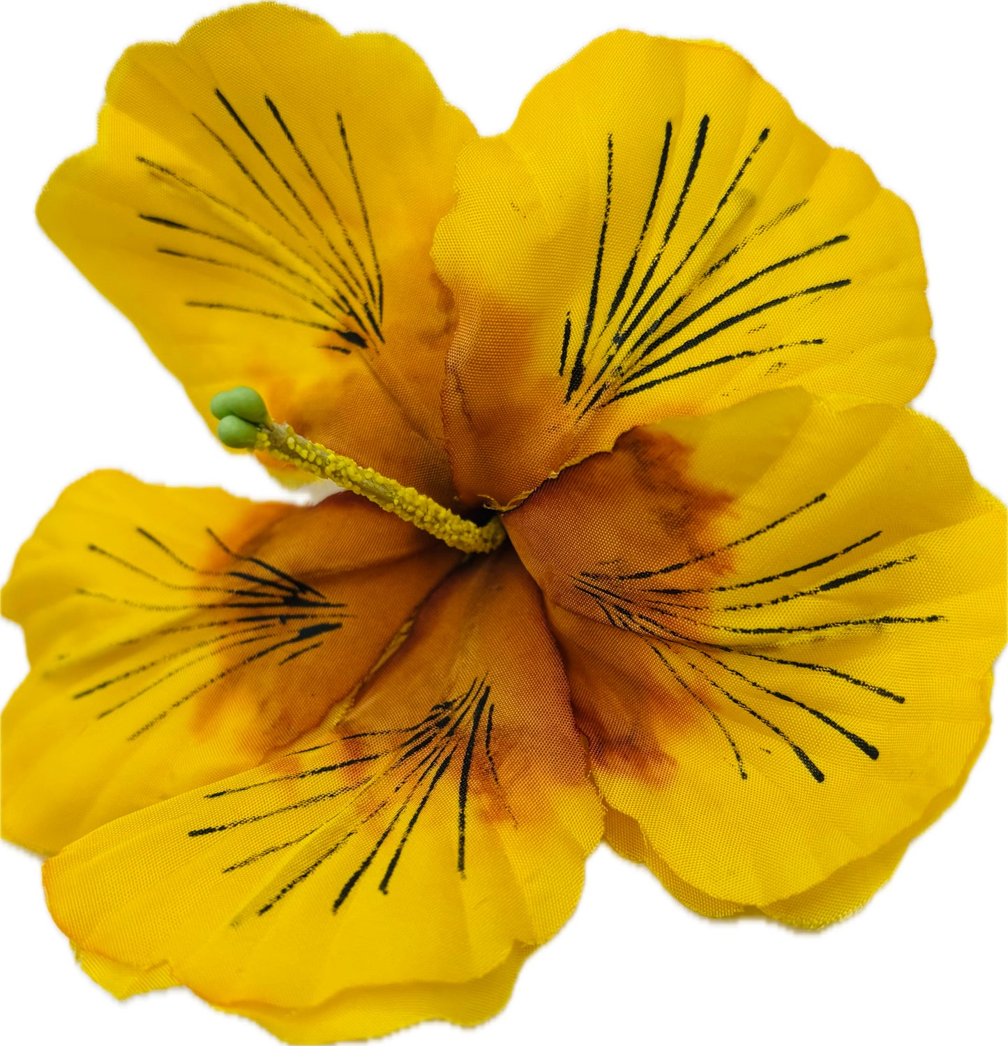 "Coral" 4" Yellow Amaryllis Brooch and Clip.  Pin or Clip to hair, lapel, dress, handbag, hat and more.