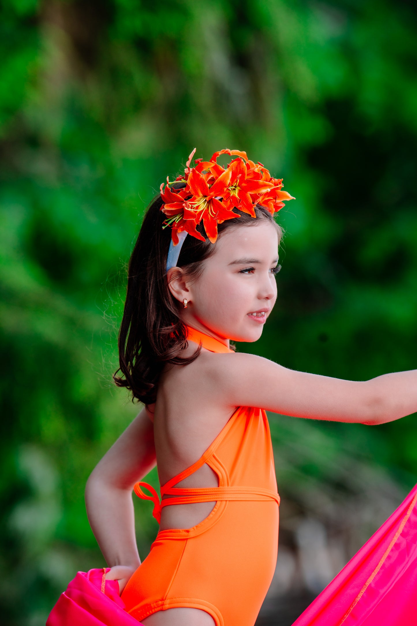 Karin’s Garden “Martha” Couture Tiger Lily Headband | Garden Party Floral Statement Headpiece | Handmade in USA
