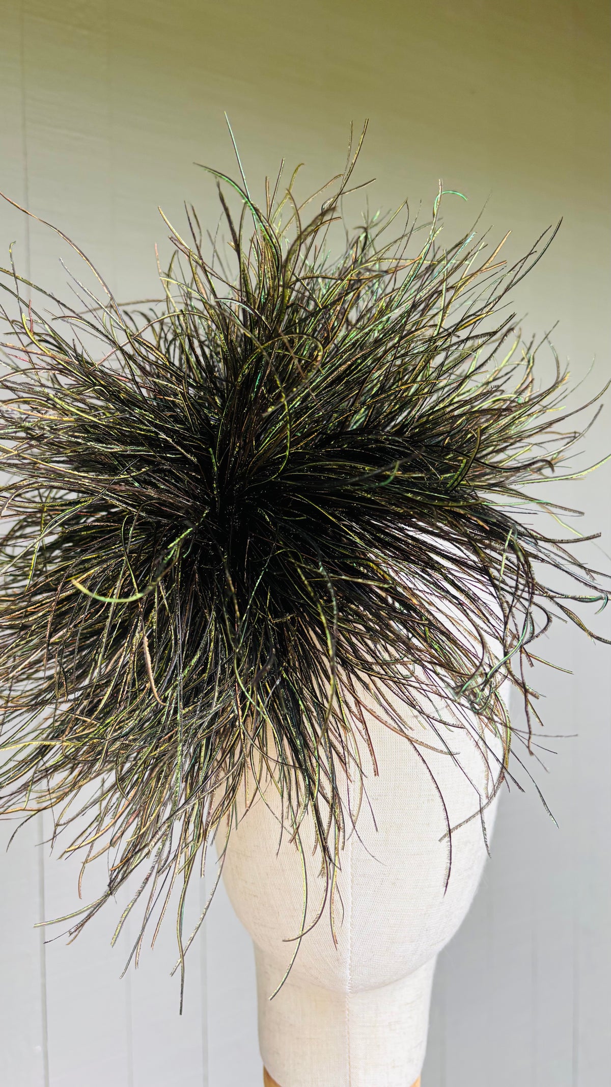 La Contessa Peacock Feather Fringe Brooch Clip.  Made in the USA.  A versatile statement Accessory