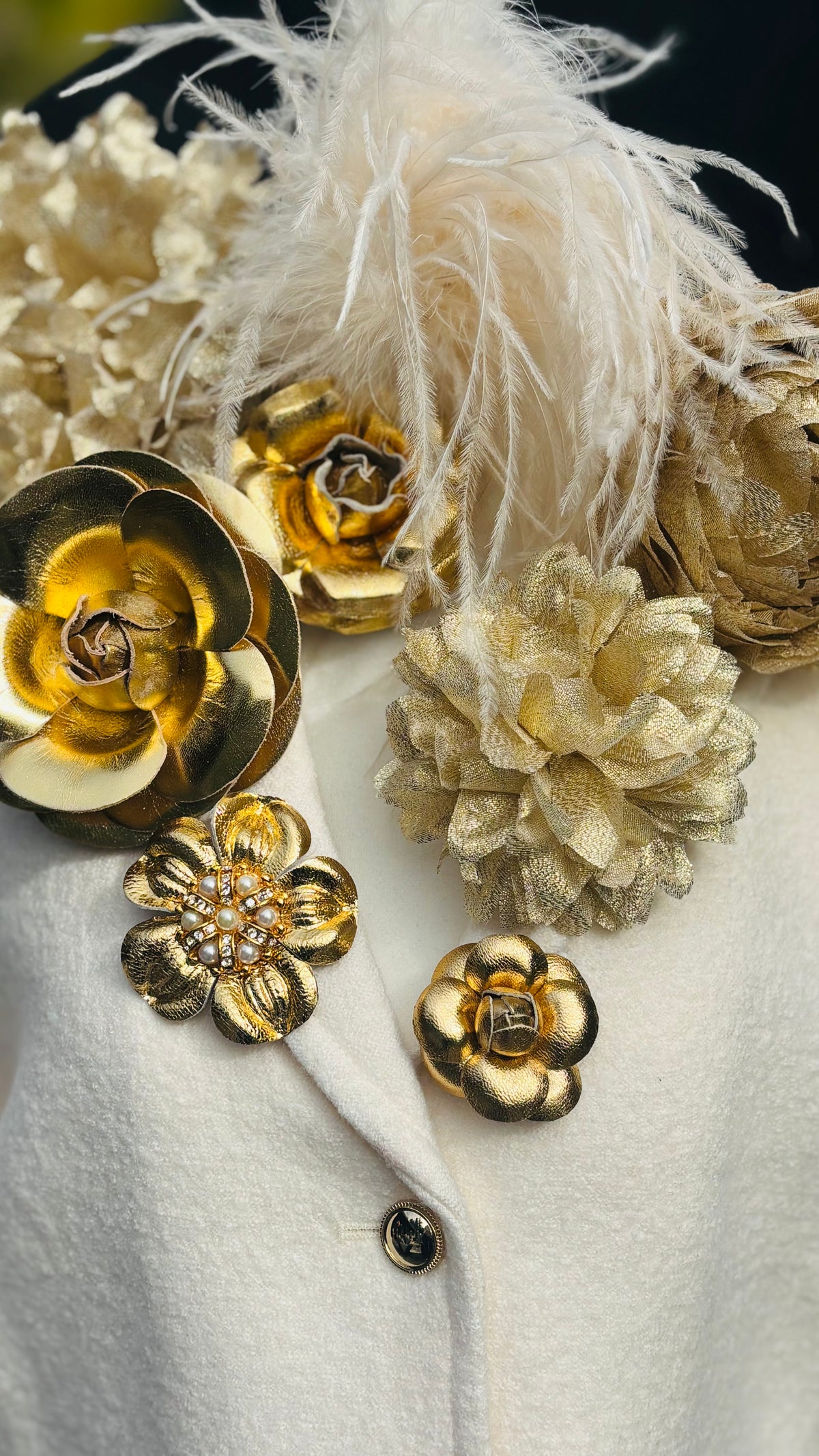 “Bunny” Gold 4” Leather Rose Pin & Clip Handmade in the USA With Love