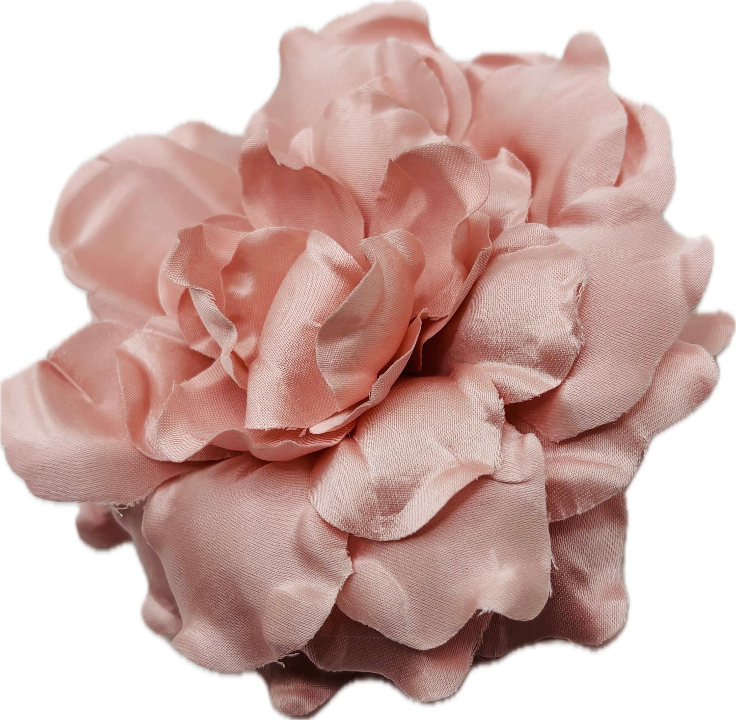 Karin's Garden "Harper" 4" Silk Pink Satin Gardenia Pin Brooch and Clip. Handmade in the USA.  Pin or Clip into hair, onto dress, lapel, handbag and more.