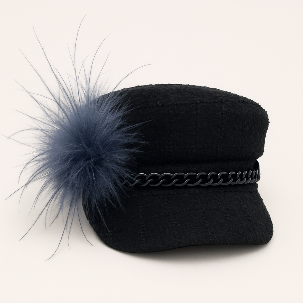 "Dietrich" Petite Ostrich Pin & Clip in Velvet Aubergine. Made in the USA. Genuine Ostrich. Available in many colors.  Available in Petite