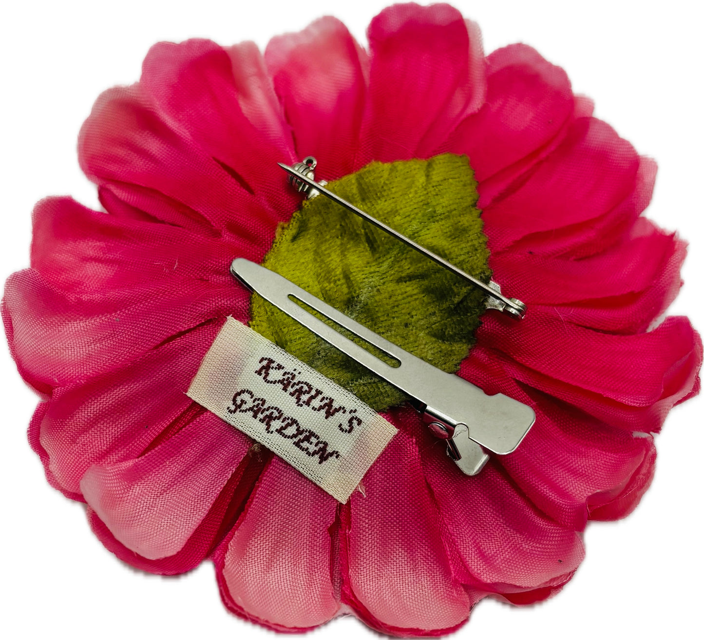 "Dahlia Doll" Pink & Crystal Brooch and Clip.  Pin or Clip into Hair, onto necklace, onto wristlet, on handbag, hat, lapel and more.
