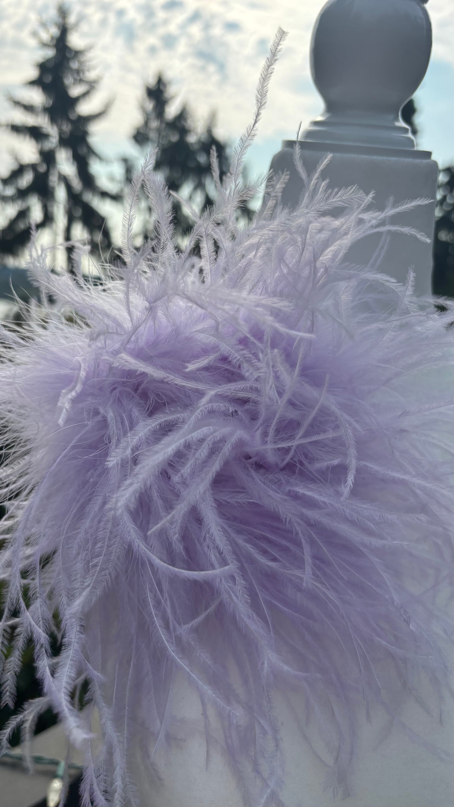 "Dietrich" Grand Ostrich Pin & Clip in Lavender.  Made in the USA. Genuine Ostrich. Available in many colors.  Available in Grand or Petite