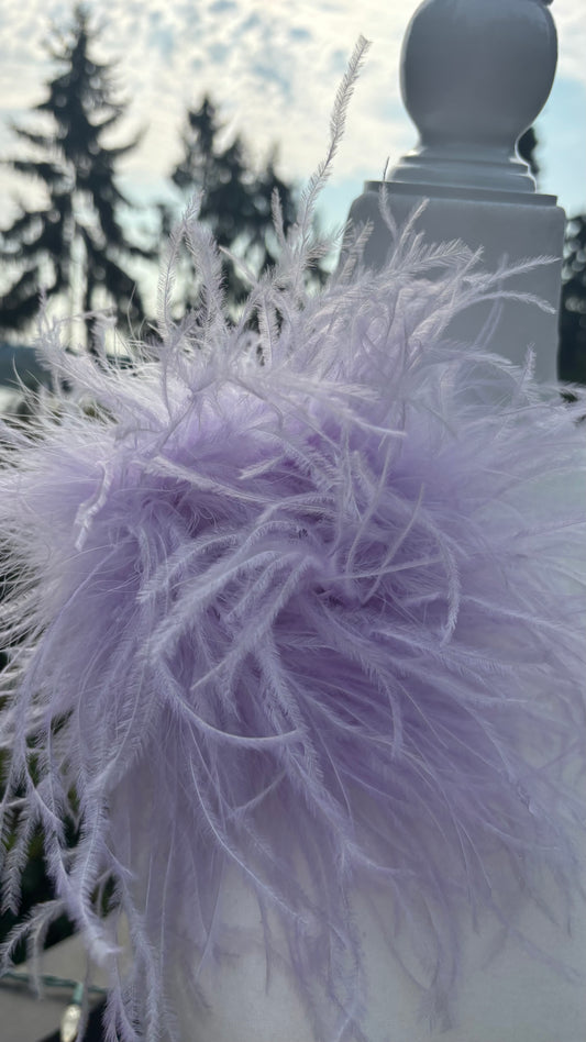 "Dietrich" Grand Ostrich Pin & Clip in Lavender.  Made in the USA. Genuine Ostrich. Available in many colors.  Available in Grand or Petite