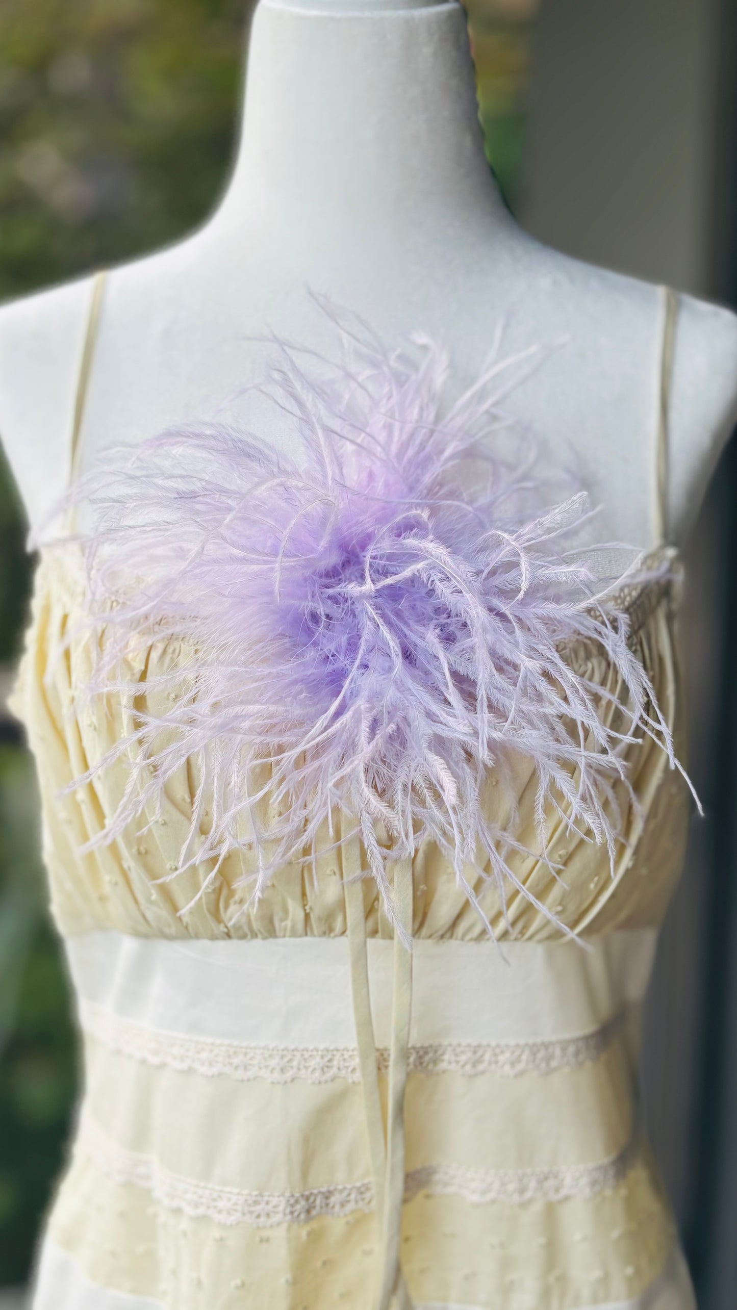 "Dietrich" Petite Ostrich Pin & Clip in Lavender.  Made in the USA. Genuine Ostrich. Available in many colors.  Available in Petite or Grand