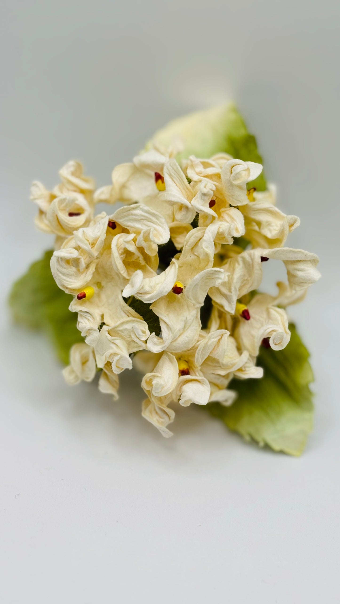 Ivy Hydrangea Flower Pin Brooch in Ivory