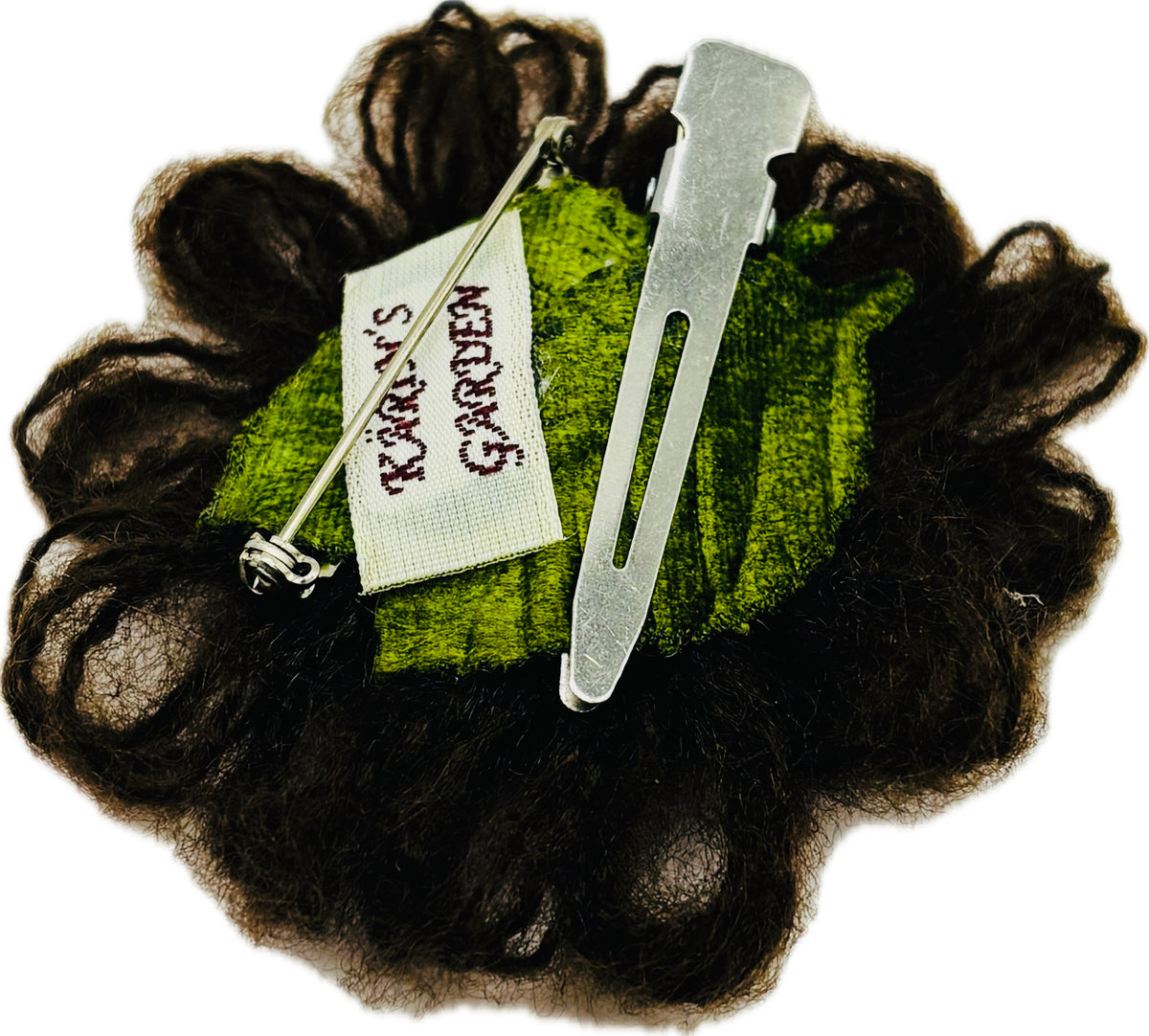 Mohair Velvet Pearl Brooch and Clip in Mocha.  Handmade in the USA
