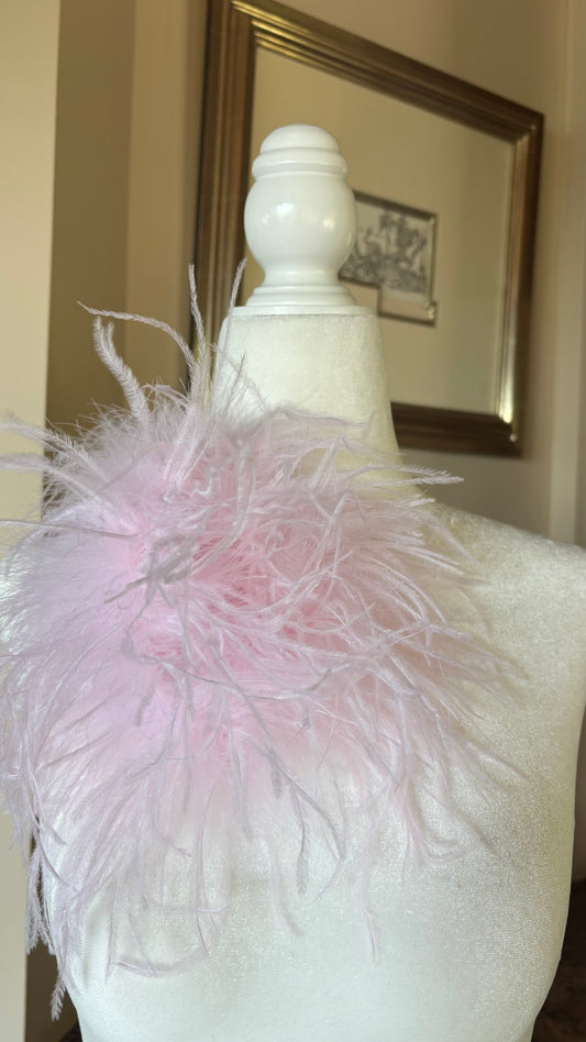 "Dietrich" Grand Ostrich Pin & Clip in Baby Pink.  Made in the USA. Genuine Ostrich. Available in many colors.  Available in Grand or Petite