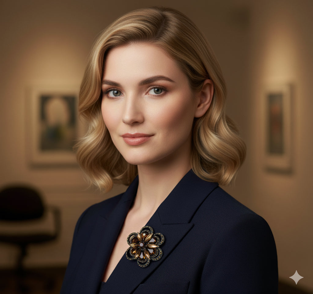 “Mae” Brooch in Tan Pink.  Made in the USA.  Pin to your lapel, dress, scarf, hat and more