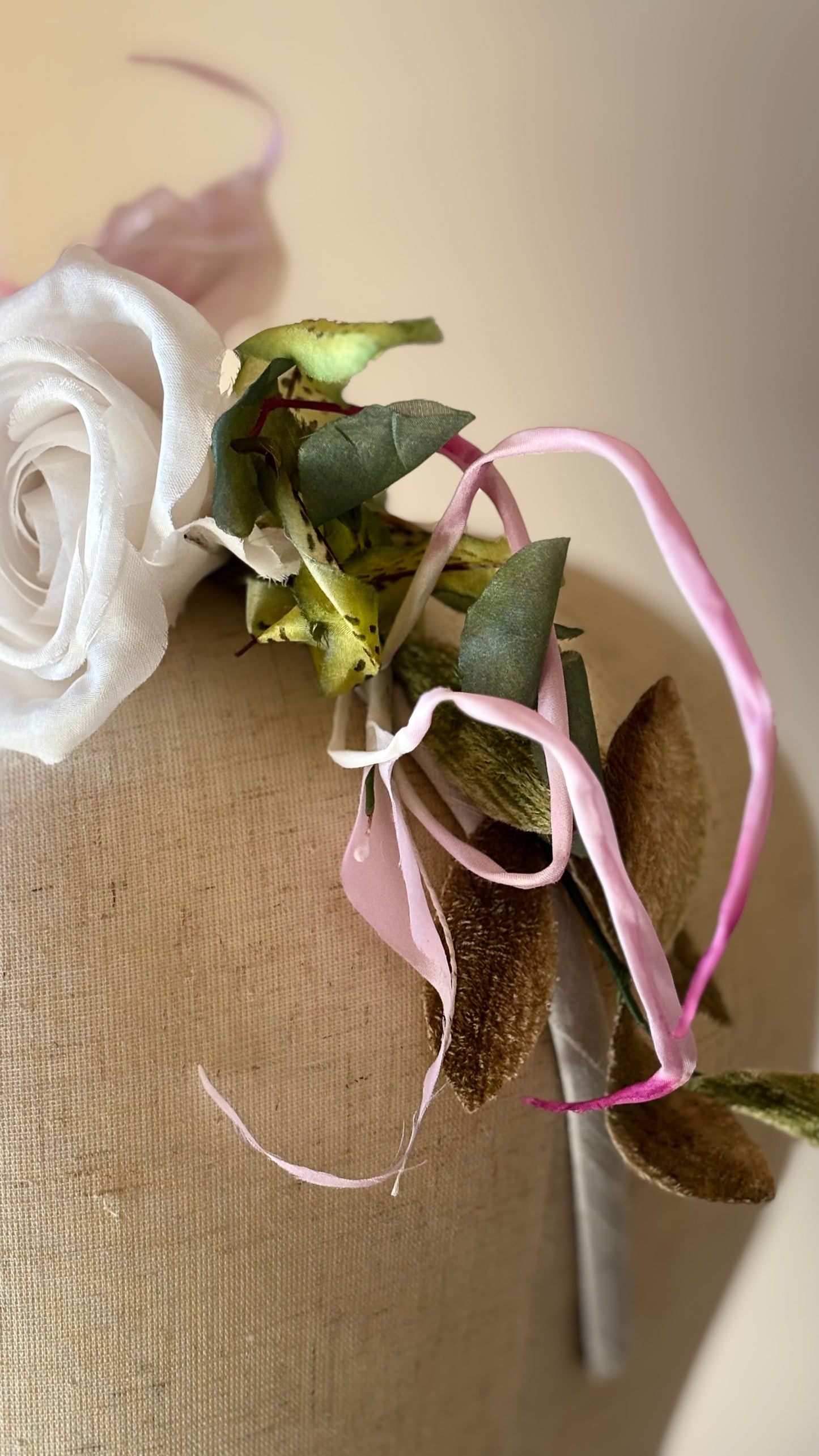 The Atelier Flora Crown Collection - A one-of-a-kind composition of rare vintage European florals and modern elements, arranged entirely by hand.