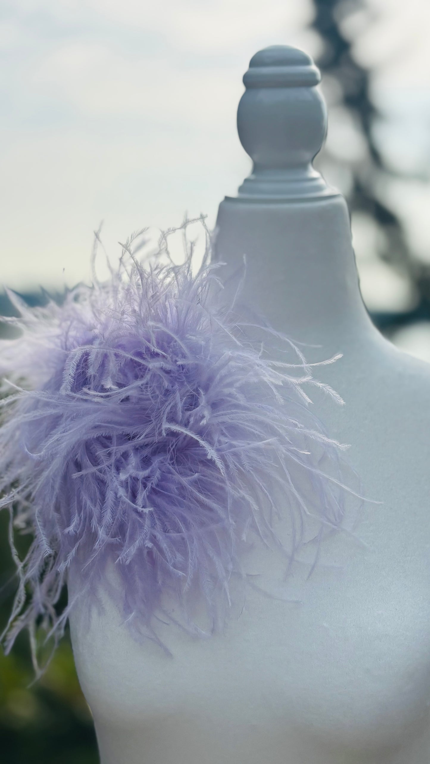 "Dietrich" Grand Ostrich Pin & Clip in Lavender.  Made in the USA. Genuine Ostrich. Available in many colors.  Available in Grand or Petite