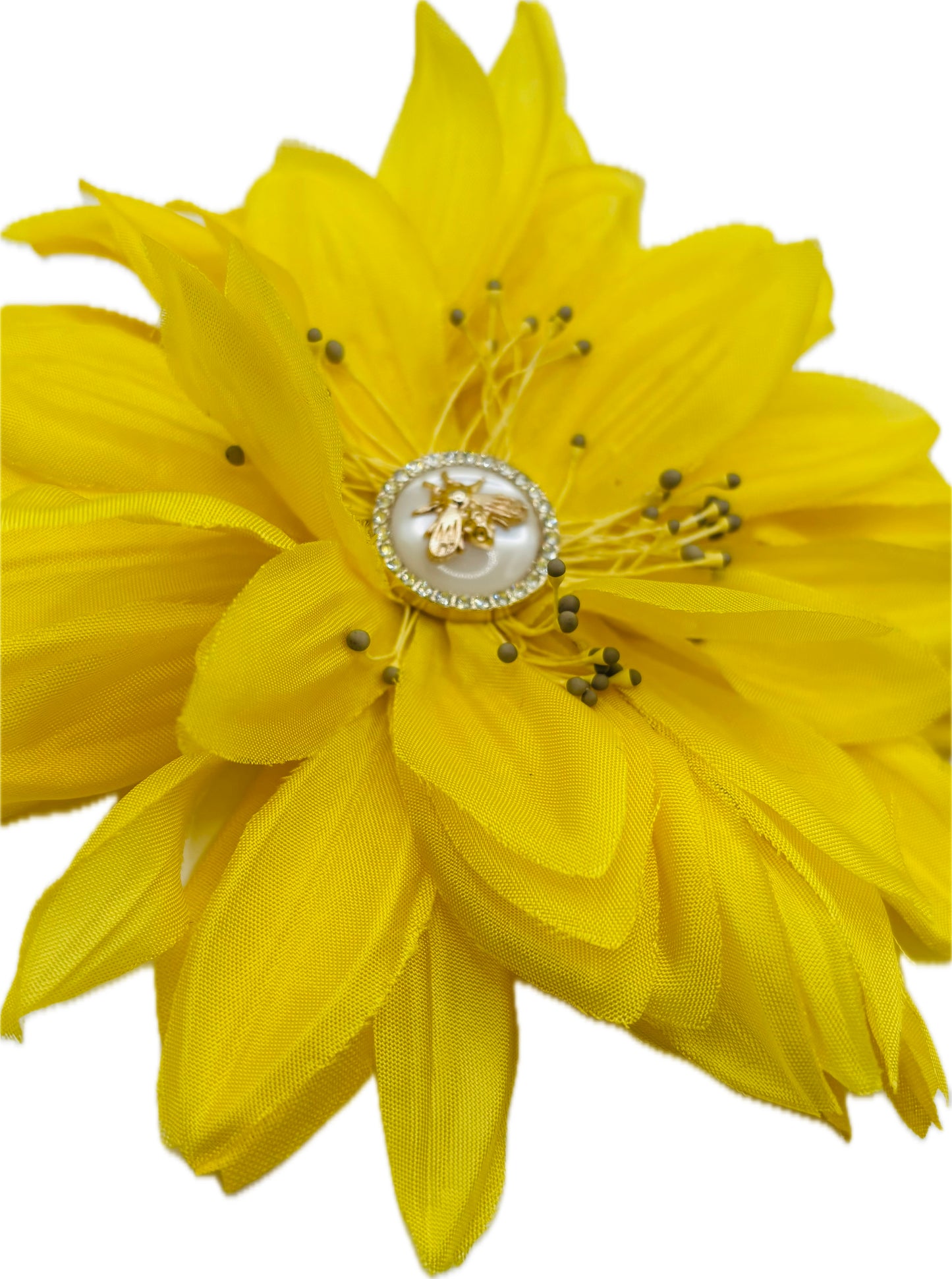 Karin’s Garden 5" Vintage Sunflower with Bee & Crystal Center Pin-Clip