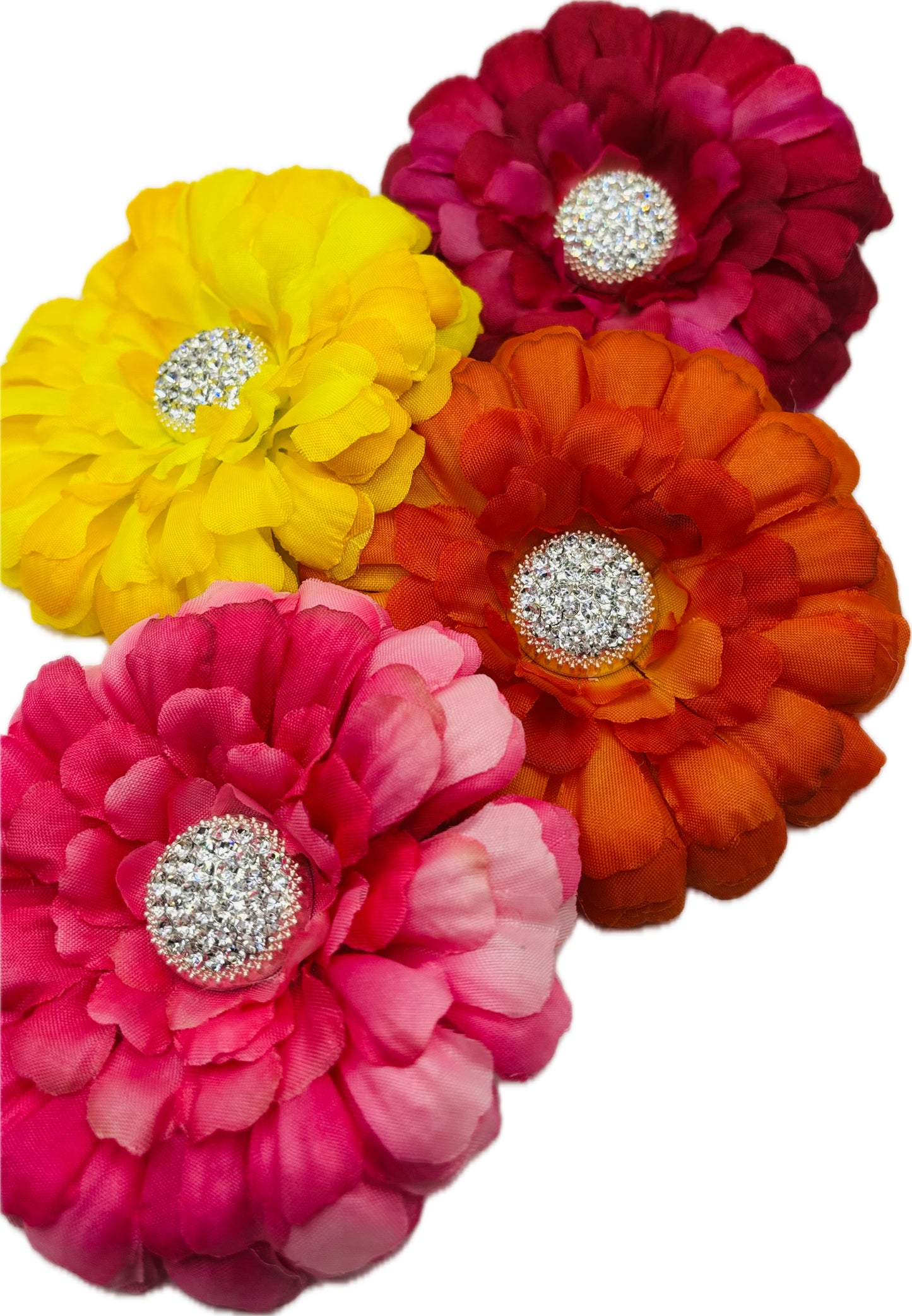 "Dahlia Doll" Pink & Crystal Brooch and Clip.  Pin or Clip into Hair, onto necklace, onto wristlet, on handbag, hat, lapel and more.