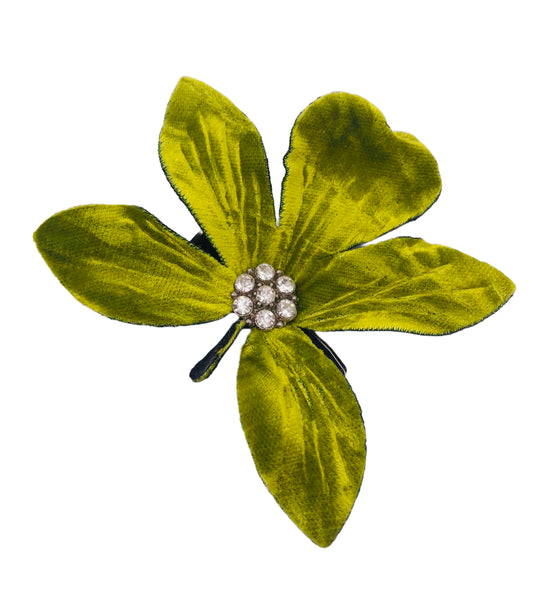 Karin’s Garden 3” Chartreuse Crushed Velvet Orchid Pin-Clip Duo