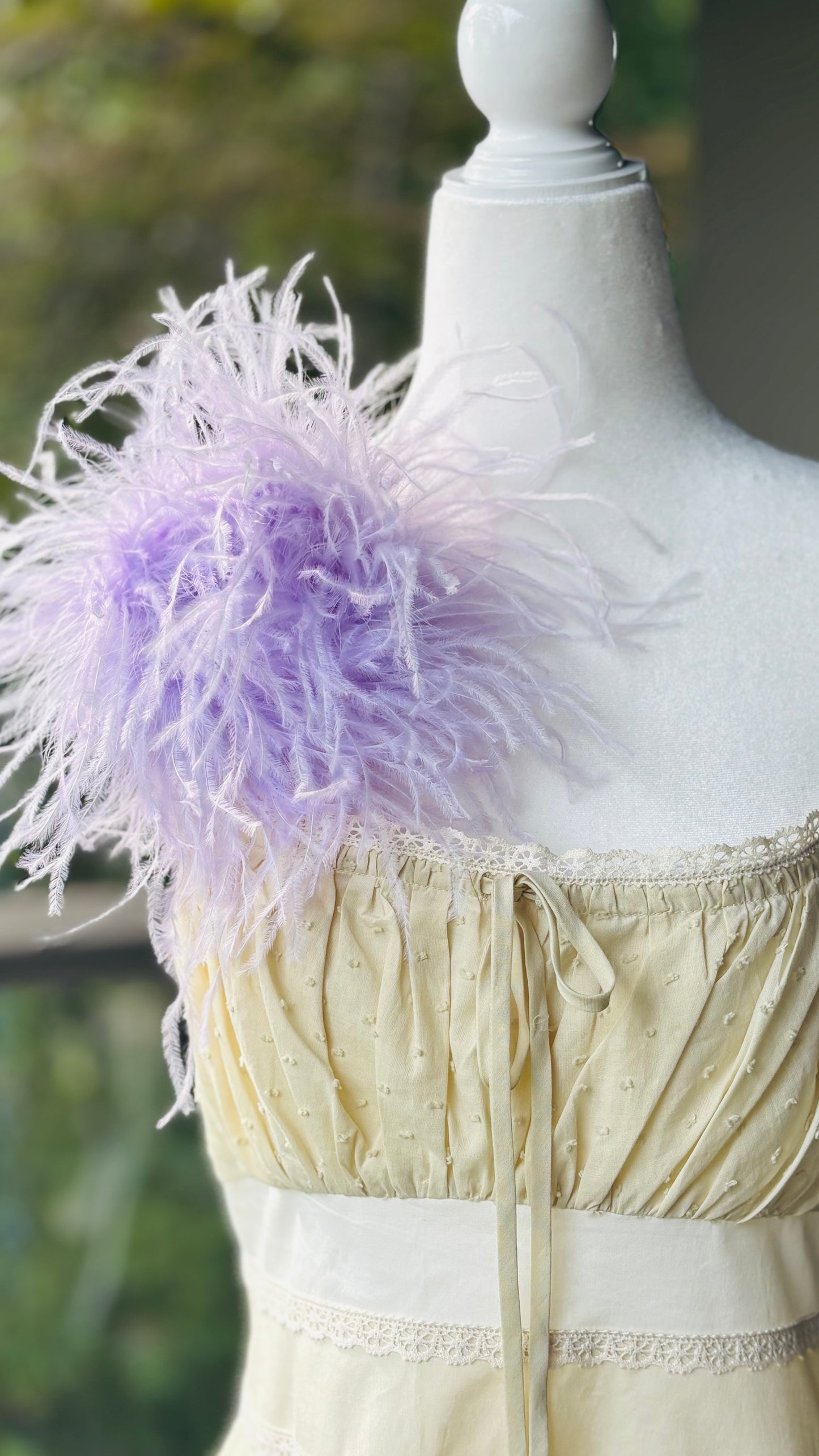 "Dietrich" Grand Ostrich Pin & Clip in Lavender.  Made in the USA. Genuine Ostrich. Available in many colors.  Available in Grand or Petite