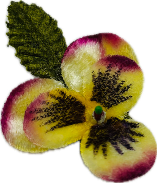 Karin’s Garden “Violet”Magenta Velvet Pansy Clip. Clip into hair, cute in braids, clip to lapel, hat, handbag, dress, onto gifts & more.