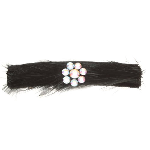 Karin's Garden Black Feathers & Crystals French Auto Barrette