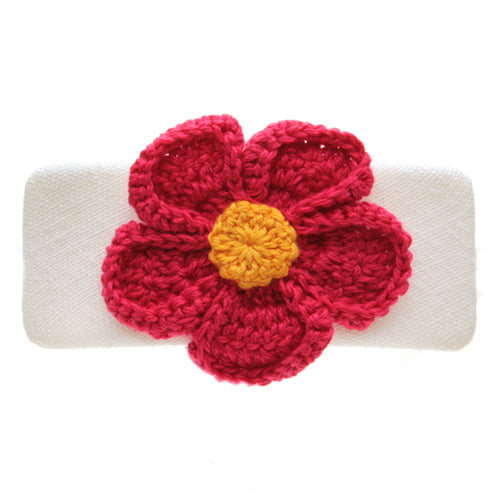 Karin's Garden 4" Fuchsia Linen & Crocheted Daisy Hair Barrette