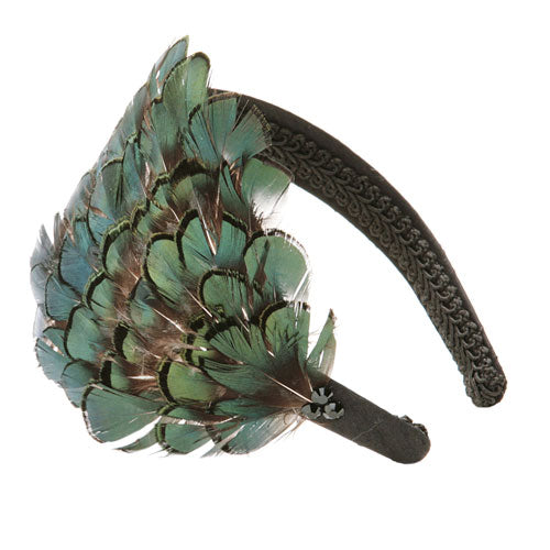 Karin's Garden Bandeau à plumes à clapet de 2,5 cm, Dupioni en soie noire fabriqué aux États-Unis