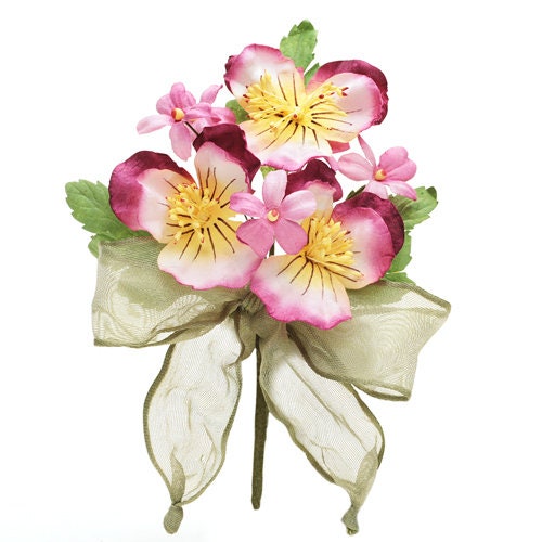 Karin's Garden Broche en forme de fleur de pensée 10,2 cm Tussie Mussie Bouquet