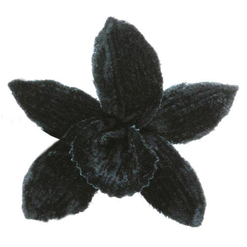 Karin's Garden Clip orchidée en velours noir de 2 1/2 po. Fabriqué à la main aux États-Unis. Style clip pincé.